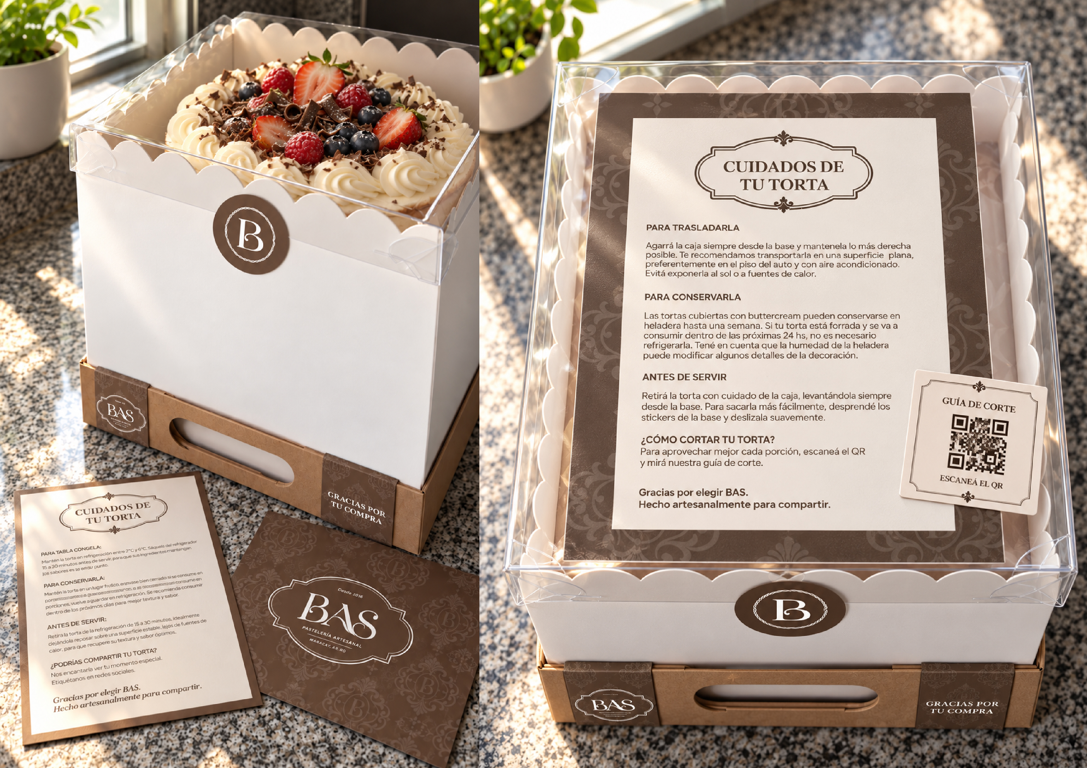 BAS Pastelería — aplicación de packaging